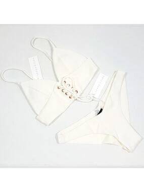 Kopper & Zink Women's Bikini NWT Cream Lace Up Cheeky Swim Set Women's XS